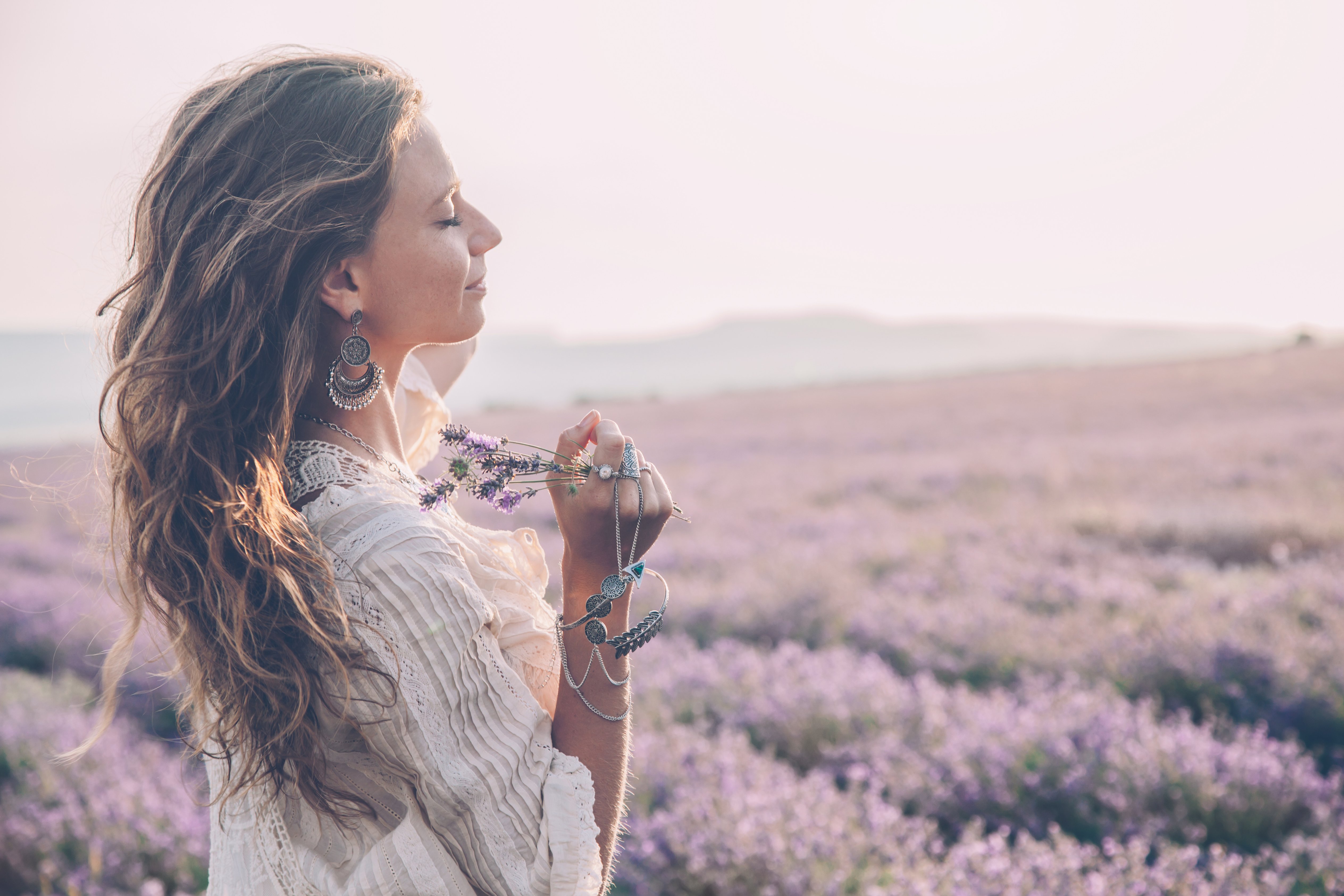 Styled Model in Lavender Field